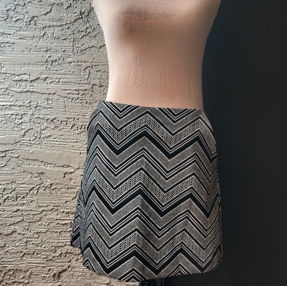 🆕 Express Black & White geometric zig-zag Striped midi skirt with pockets_XS - Picture 3 of 13